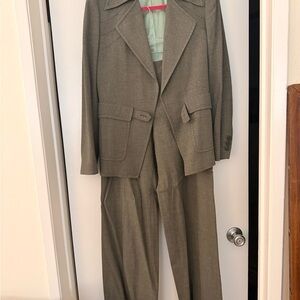 Dries Van Noten Olive Green Tailored Two-Piece Suit